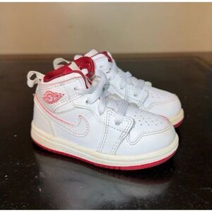 Nike Air Jordan 1 Mid History Of Flight White Red 640735-103 Td Toddler Size 5C
